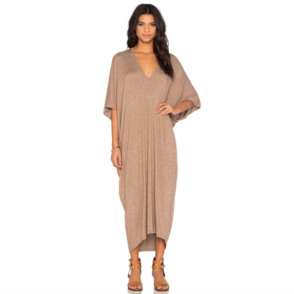 Riller & Fount Luca Caftan Maxi Dress in Sandstone